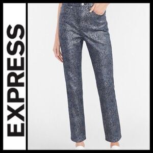 Express Slim Super High Rise Metallic Coated Jeans Size 4 $80